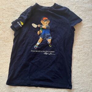 Ralph Lauren Navy Tennis Polo Bear T-Shirt (Kids but fits like an XS/S on Women)